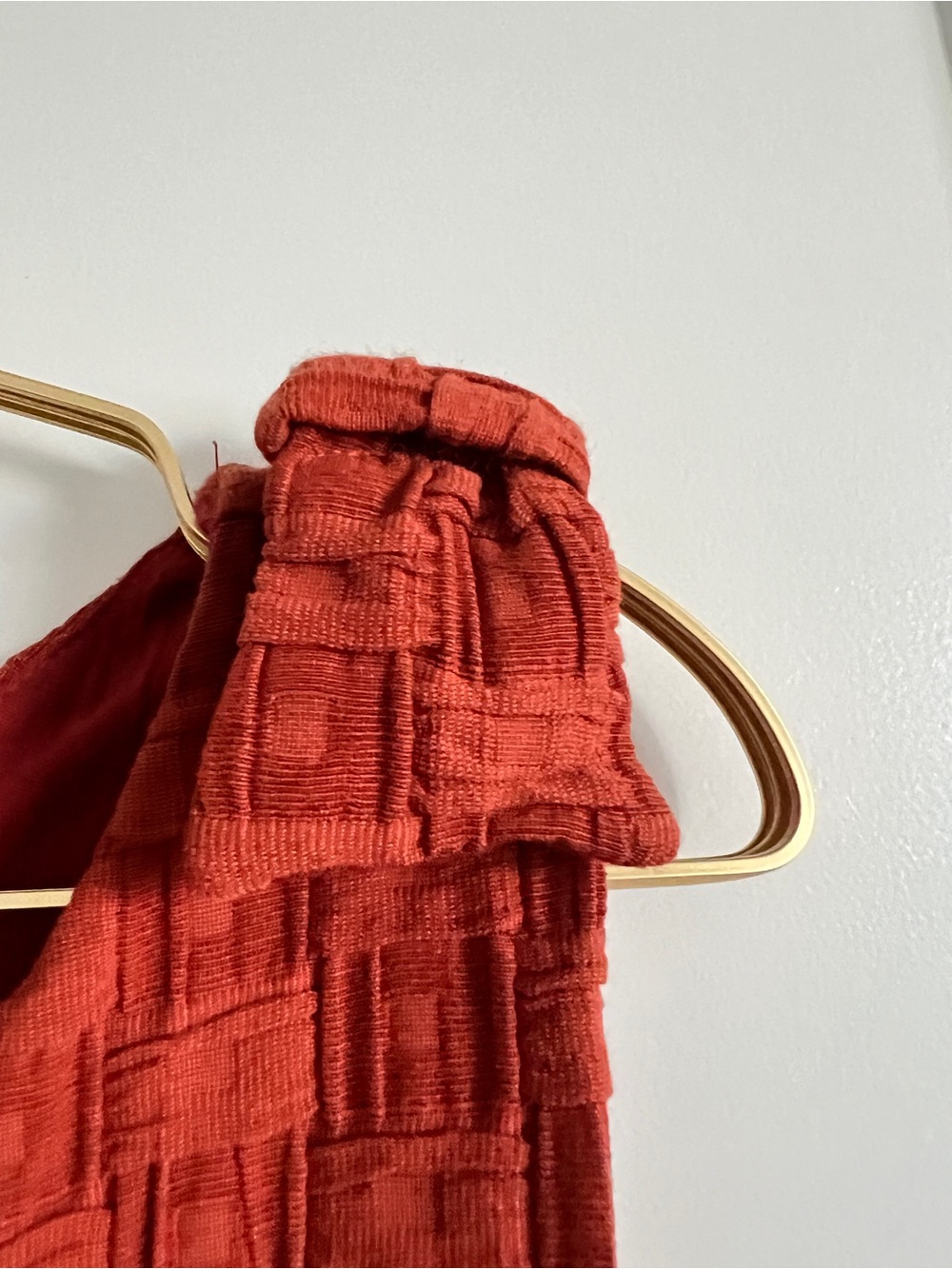 Anthropologie Tabitha Tema Basket Weave Textured Terracotta Dress Size 8 Bow - Picture 12 of 16